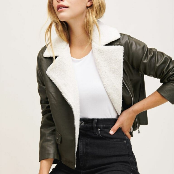 Dynamite Jackets & Blazers - Dynamite Sherpa Moto Jacket